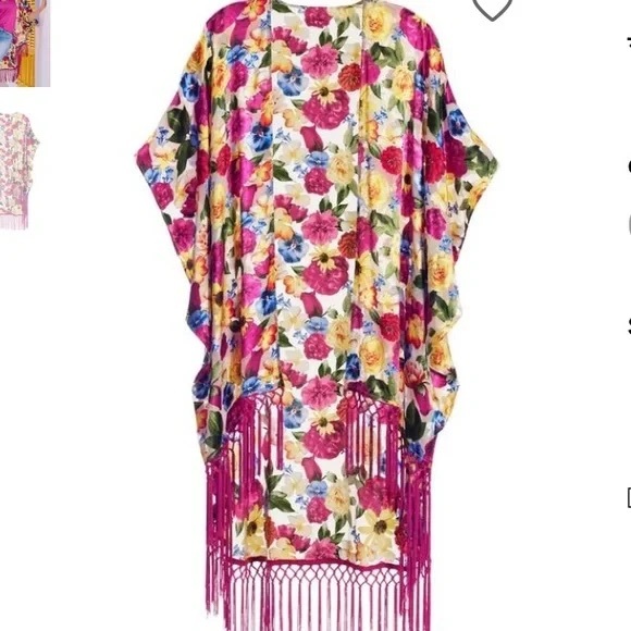 Boston Proper Novelty Fringe Kimono NEW - Picture 2 of 10